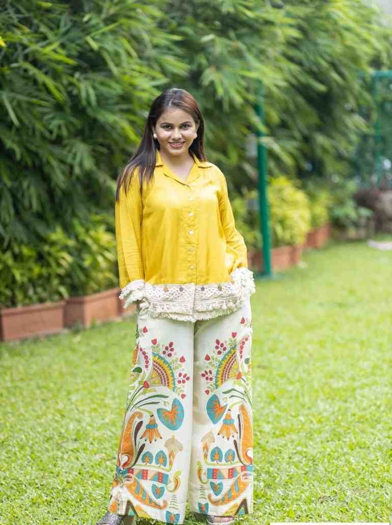 Designer Yellow Handcrafted Co-ord Set