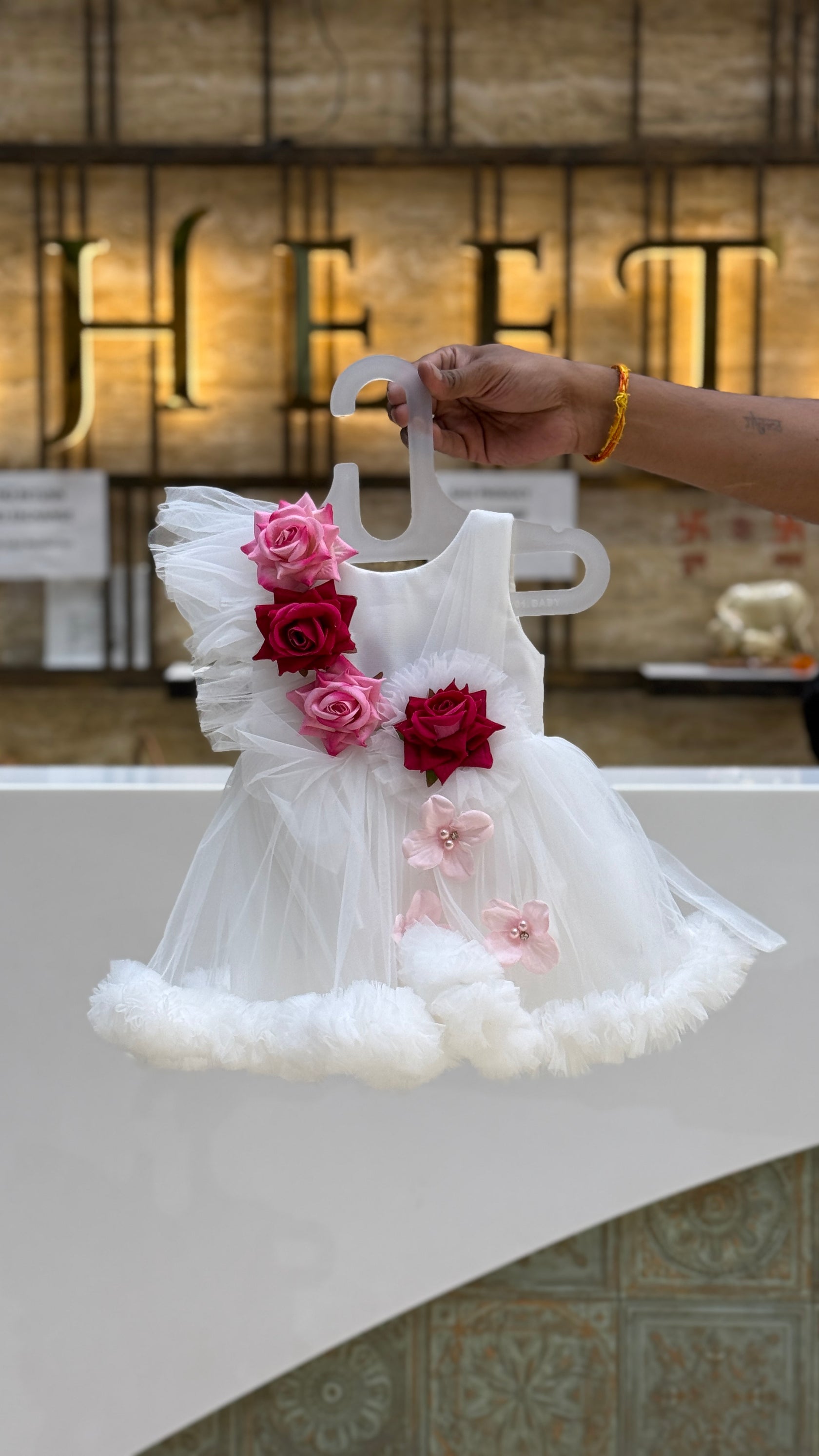 White Floral Baby Frock