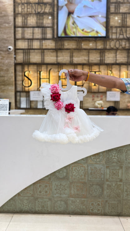 White Floral Baby Frock