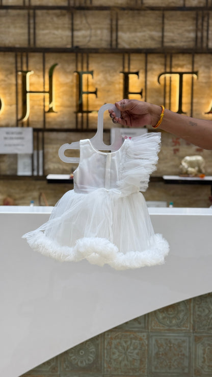 White Floral Baby Frock