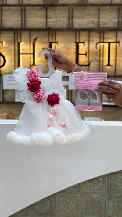 White Floral Baby Frock