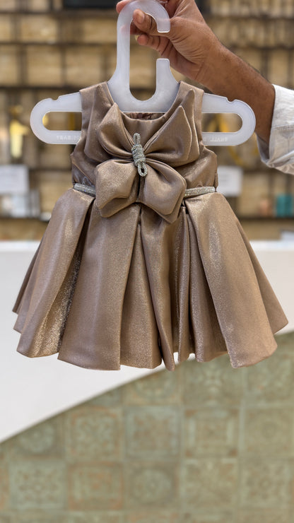 Champagne Bow Party Frock for Newborns