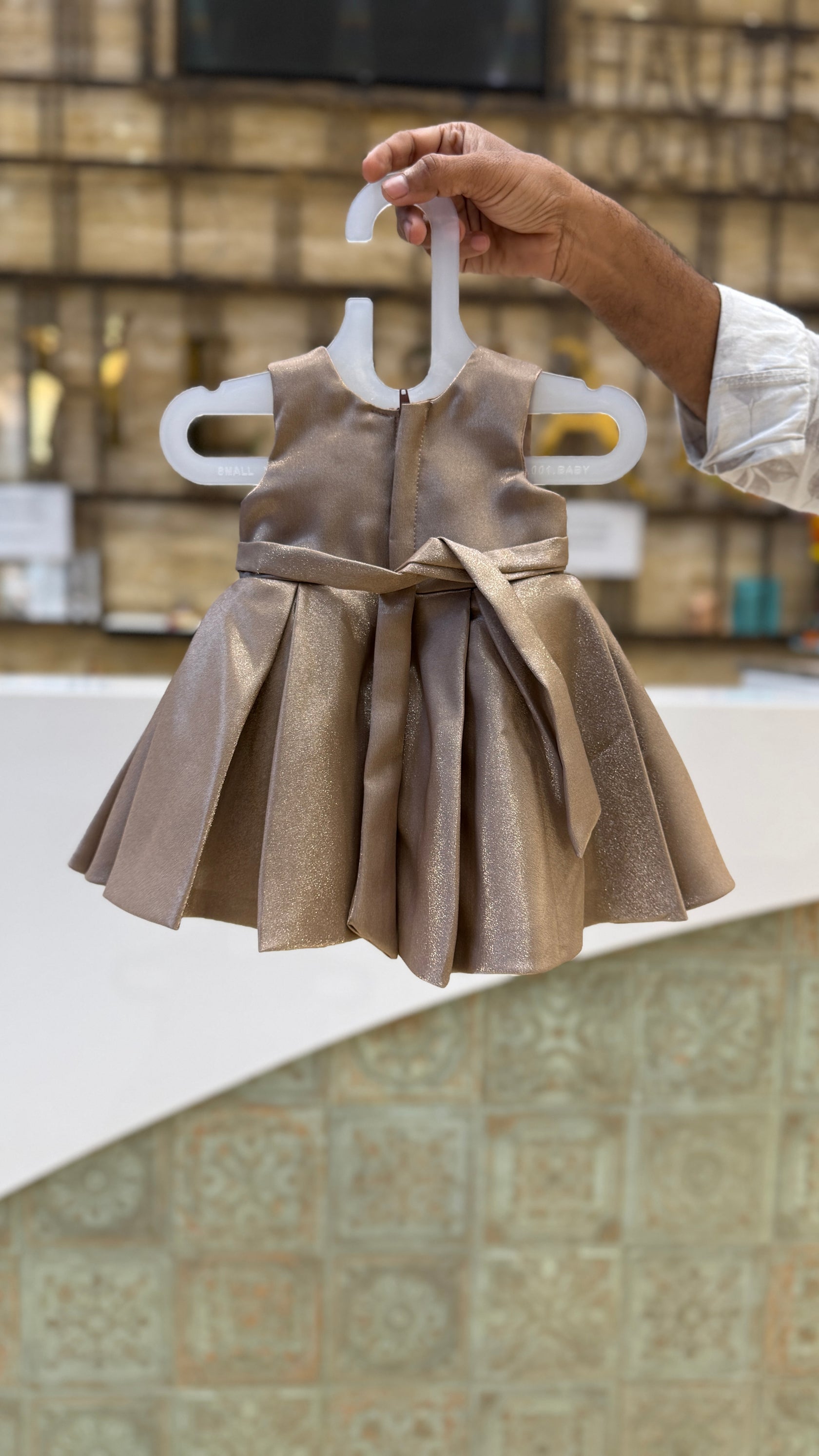 Champagne Bow Party Frock for Newborns