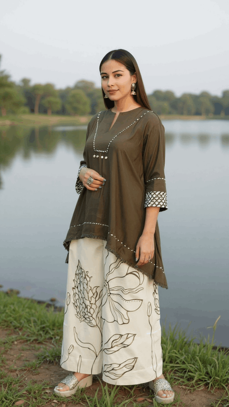 Printed Muslin Shirt Top & Flex Cotton Pant Co-ord Set