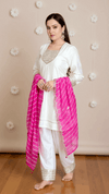Traditional Cream Farshi Salwar Suit & Pink Dupatta – Festive Wear