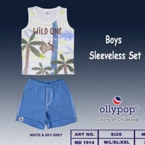 Ollypop Sleeveless Monkey Print Tee And Shorts Set