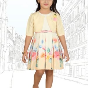 Yellow Floral Printed Baby Frock