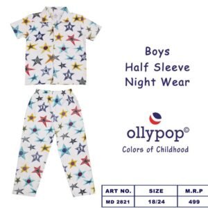 Ollypop Star Printed Night Sets with full pants