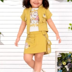 Yellow Skirt Set with Jacket for Girls