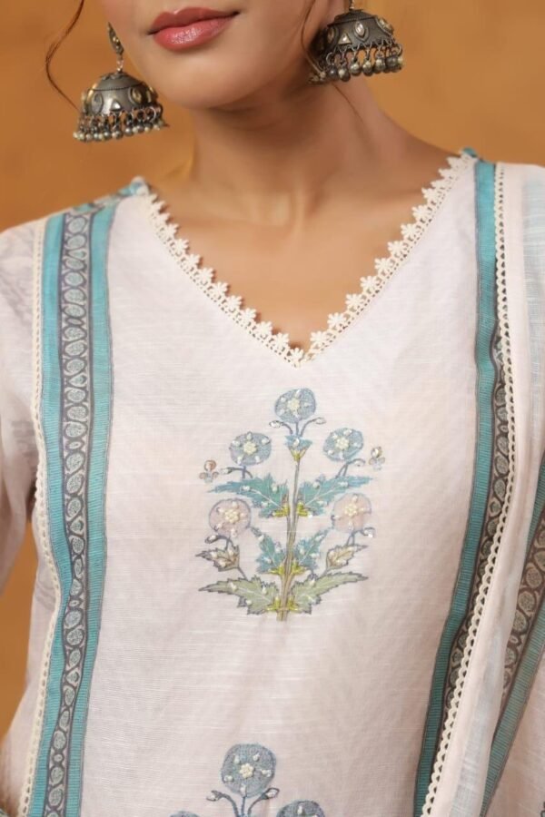 Designer Ivory Floral-Printed 3-Piece Suit - Image 2